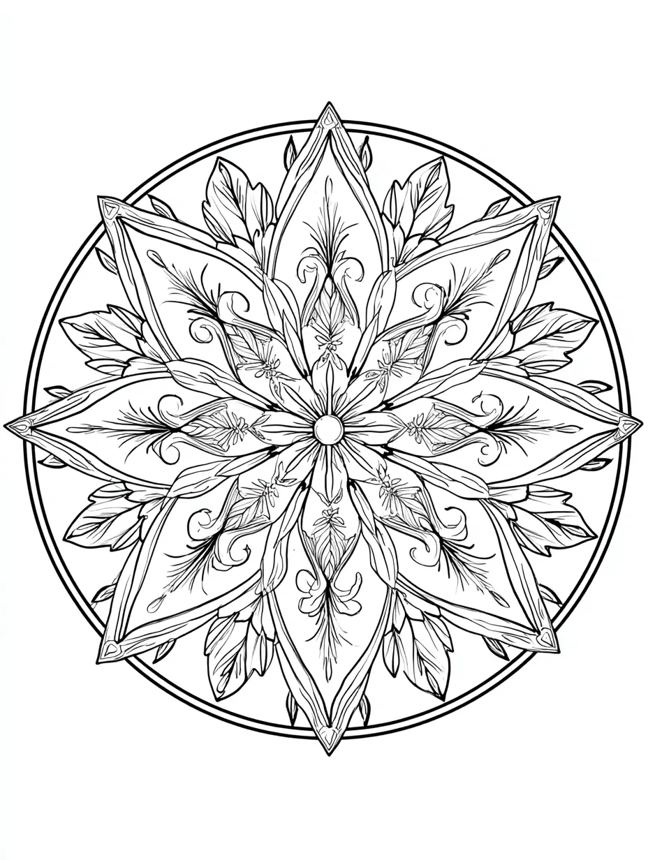 Coloriage adulte mandala floral en étoile harmonieux PDF gratuit