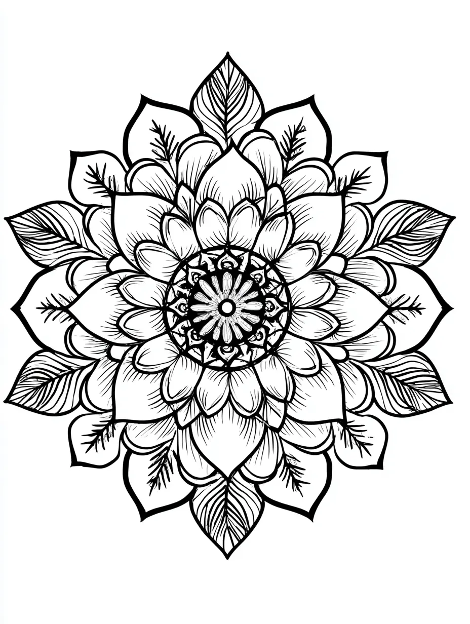 Coloriage adulte mandala floral naturel inspiré nature PDF gratuit