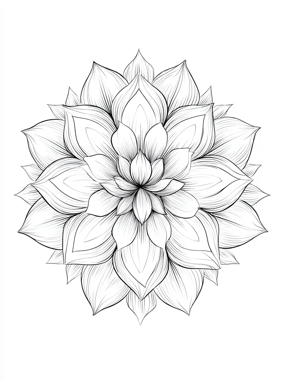Coloriage adulte gratuit mandala lotus élégant raffiné PDF