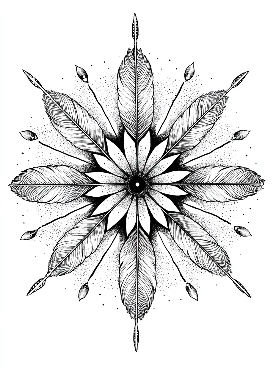 Coloriage adulte mandala plumes et pétales bohème zen PDF gratuit