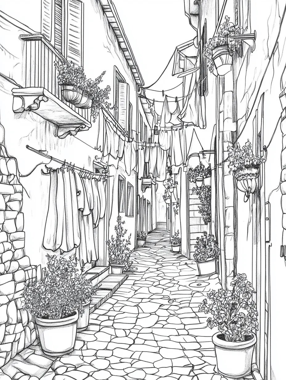 Coloriage adulte expert village alpin montagne chalets neige PDF