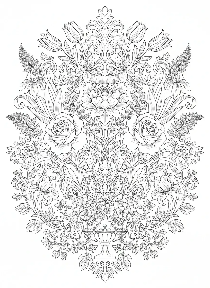 Coloriage adulte gratuit illustration botanique vintage scientifique herbier PDF