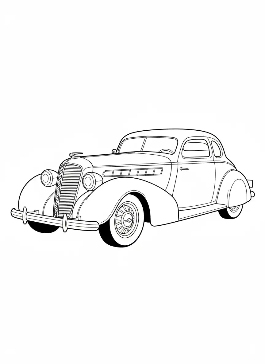 Coloriage adulte facile voiture automobile vintage années 1930 collection PDF