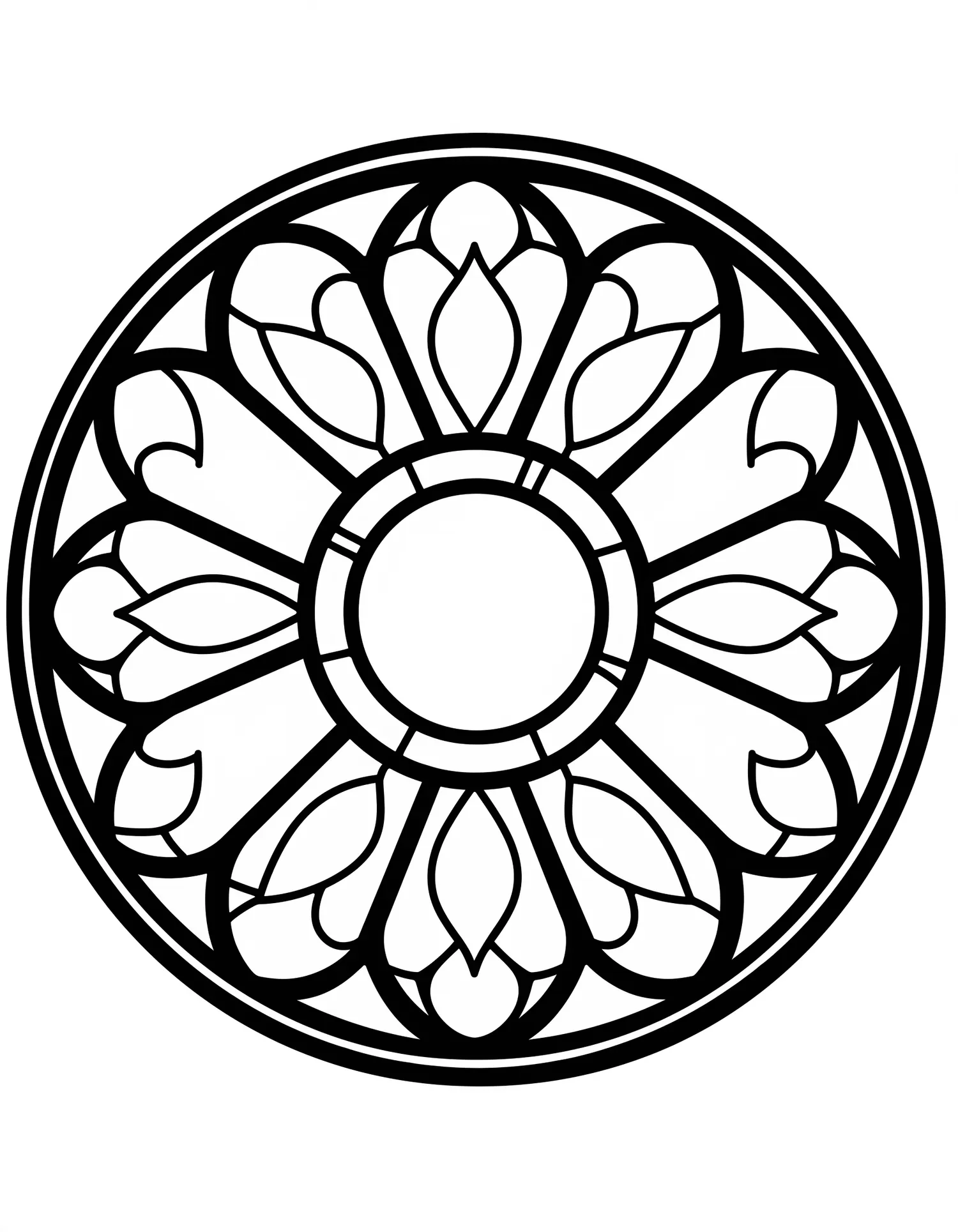 Coloriage adulte expert grande rose cathédrale vitrail gothique PDF