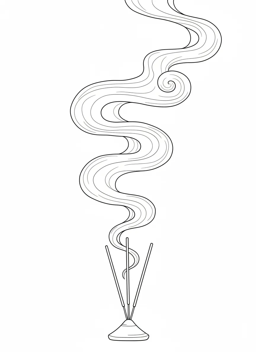 Coloriage adulte anti-stress encens fumée méditation zen spirituel gratuit PDF