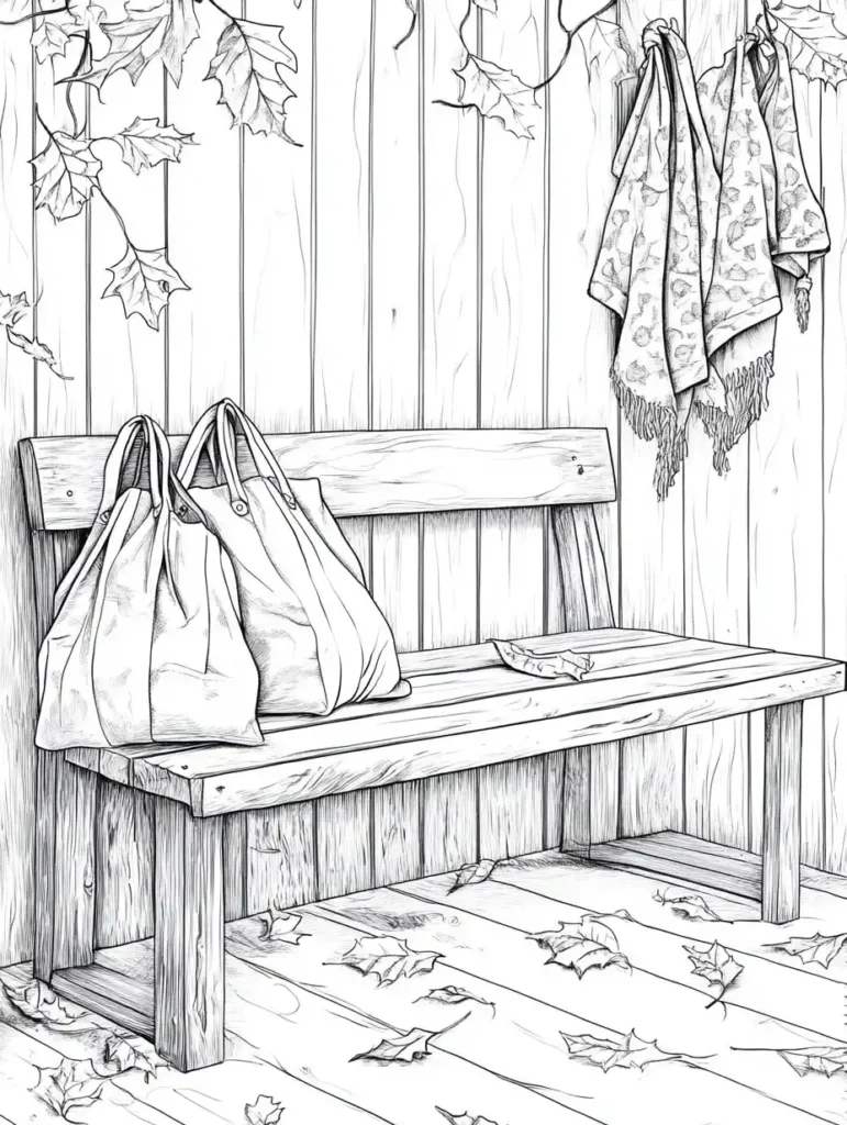 coloriage-magique-pour-adulte-banc-automne