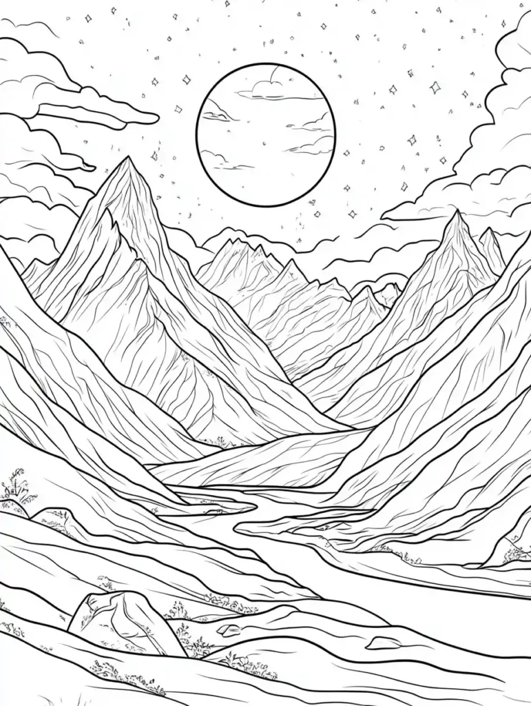 coloriage-montagne-paysage