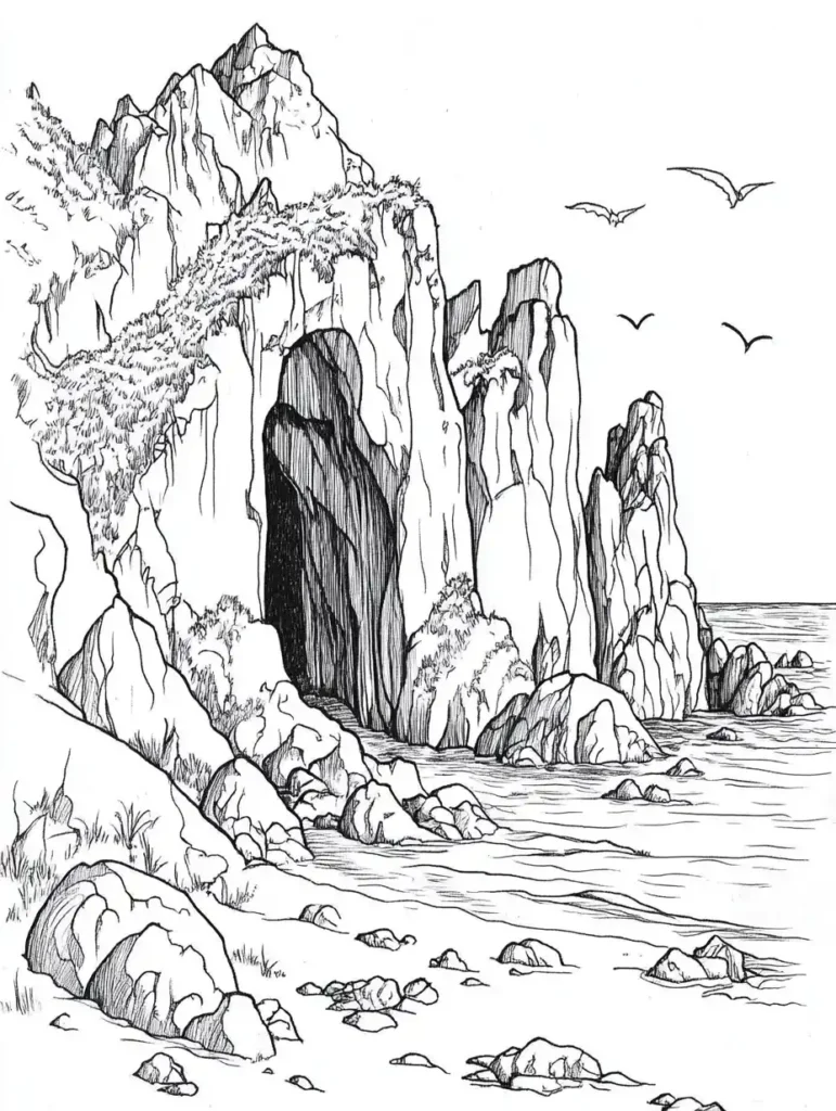 coloriage pour adulte paysage