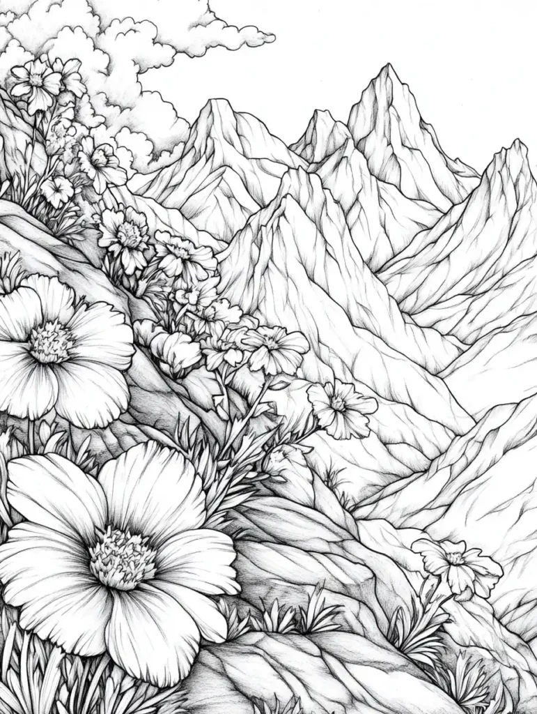 coloriage pour adulte paysage
