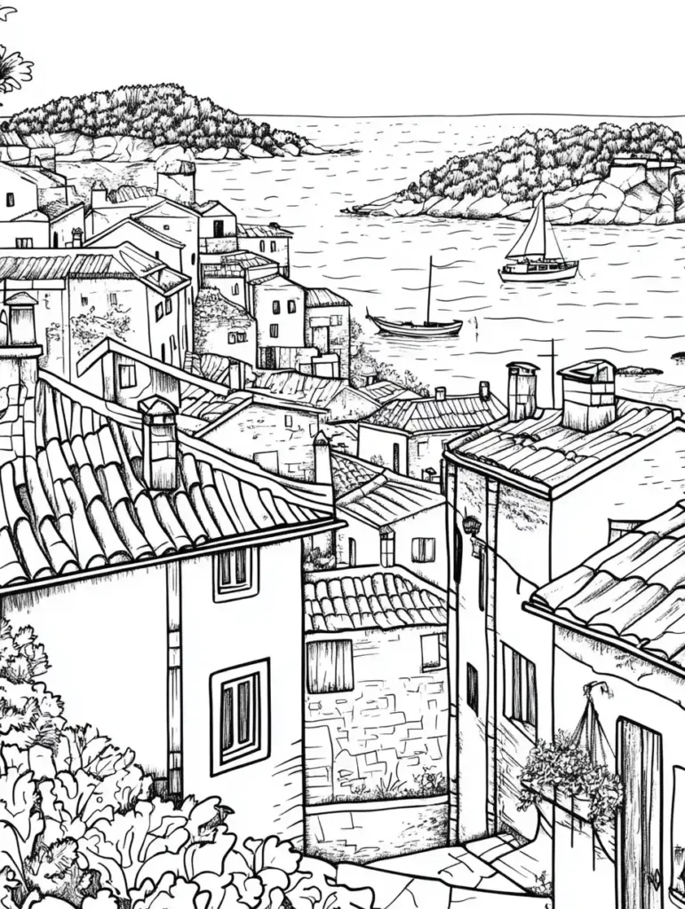 coloriage pour adulte paysage