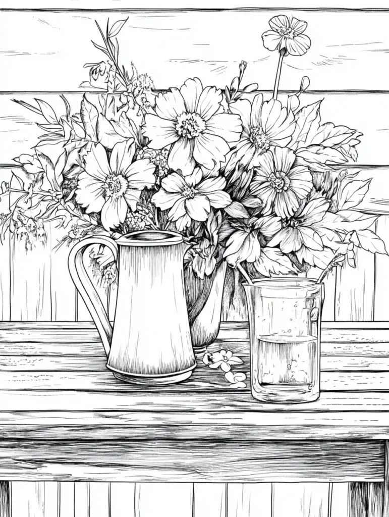coloriage-fleur-adulte-bouquet-vintage