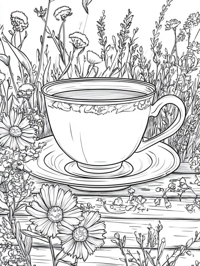 coloriage-pour-adultes-tasse-de-the-et-fleurs