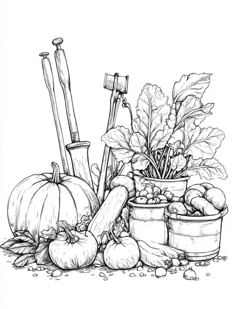 dessin détaillé de légumes