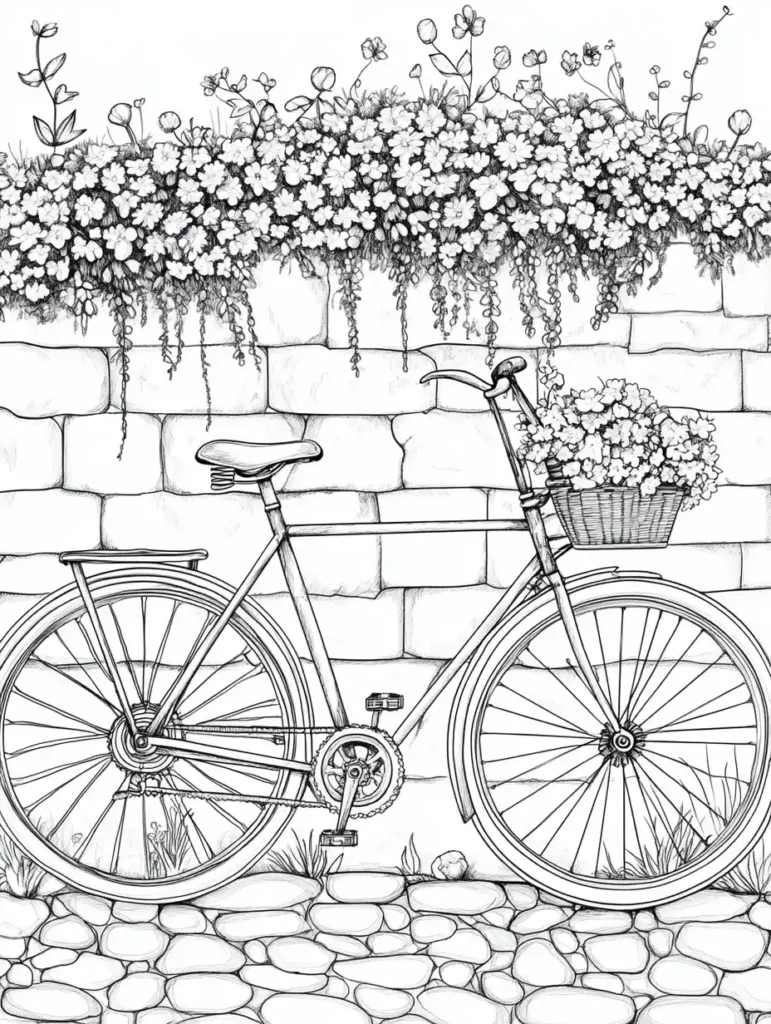  un vélo rétro et des fleurs 