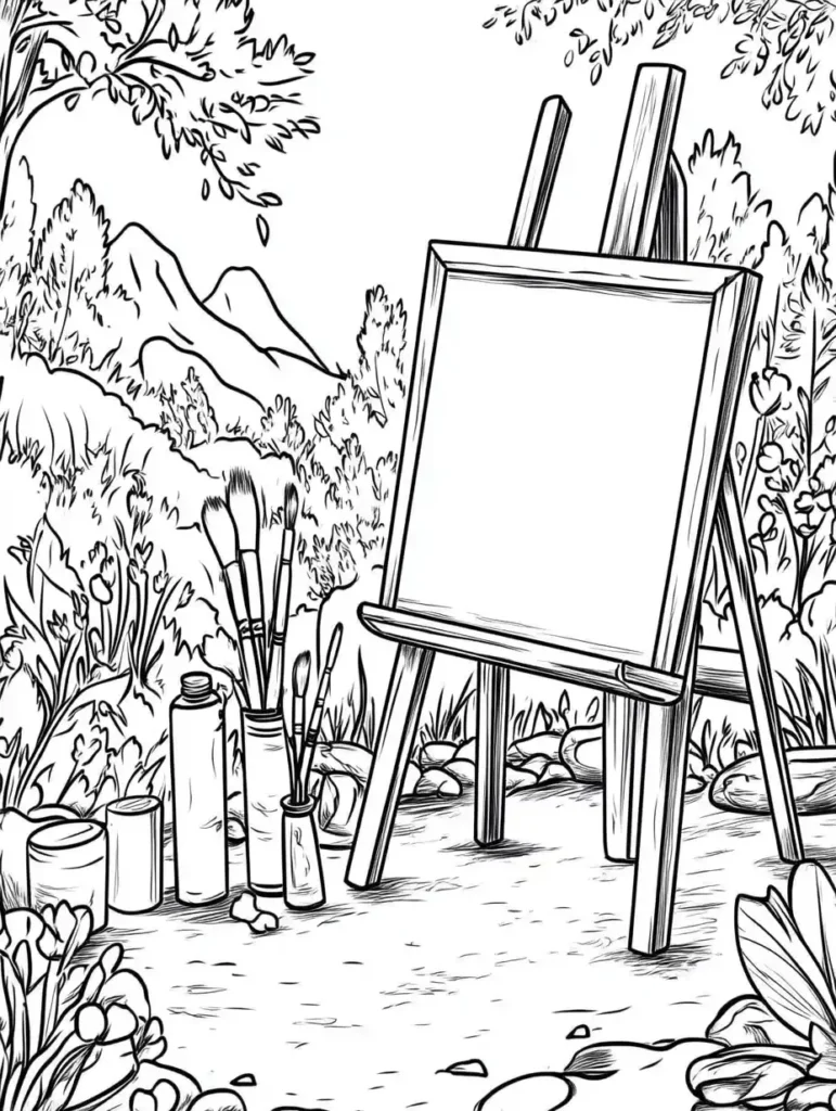 coloriages-pour-adultes-chevalet-nature