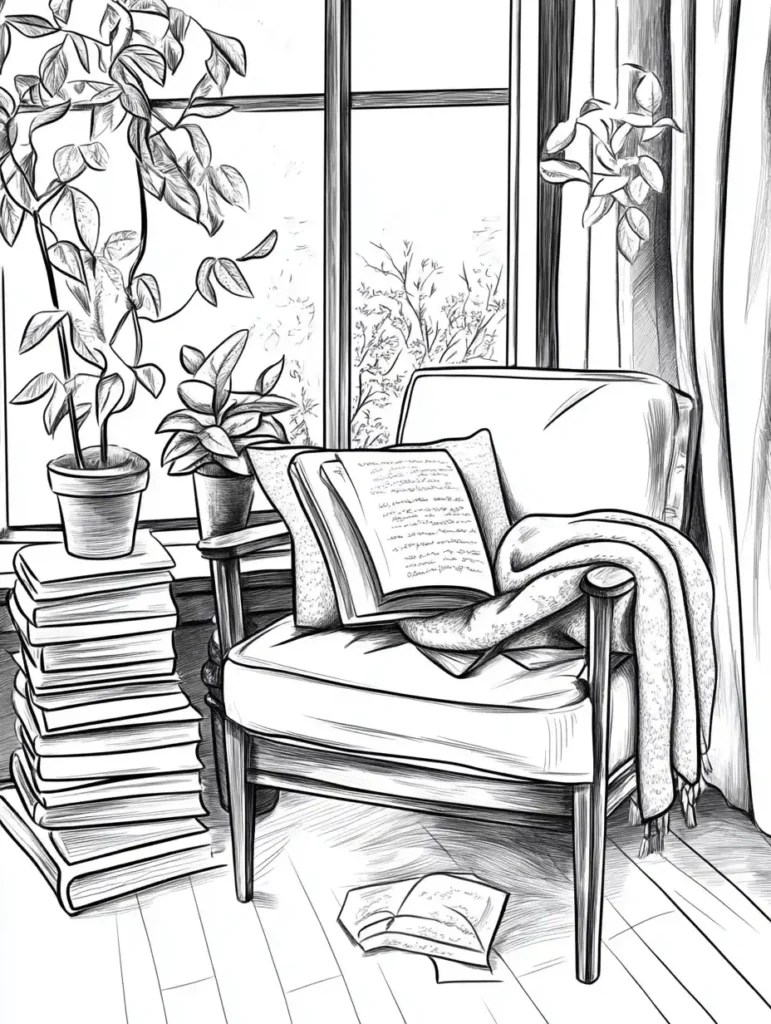 coloriages-pour-adultes-coin-lecture-relaxant