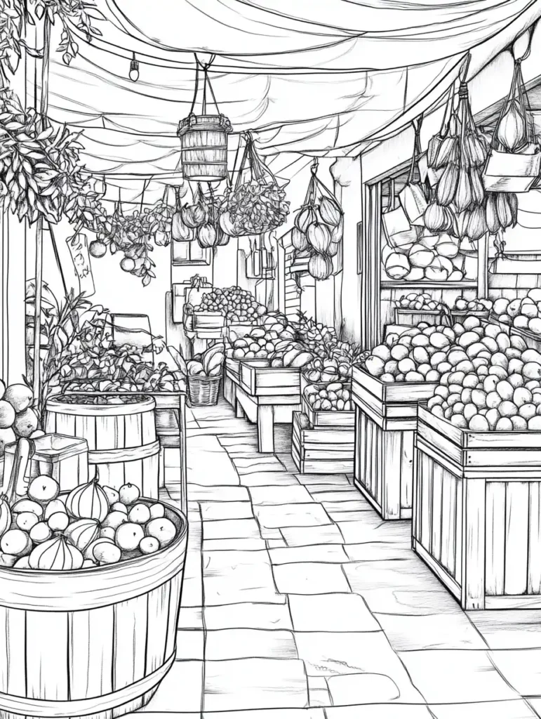 coloriages-pour-adultes-marche-fruits-legumes