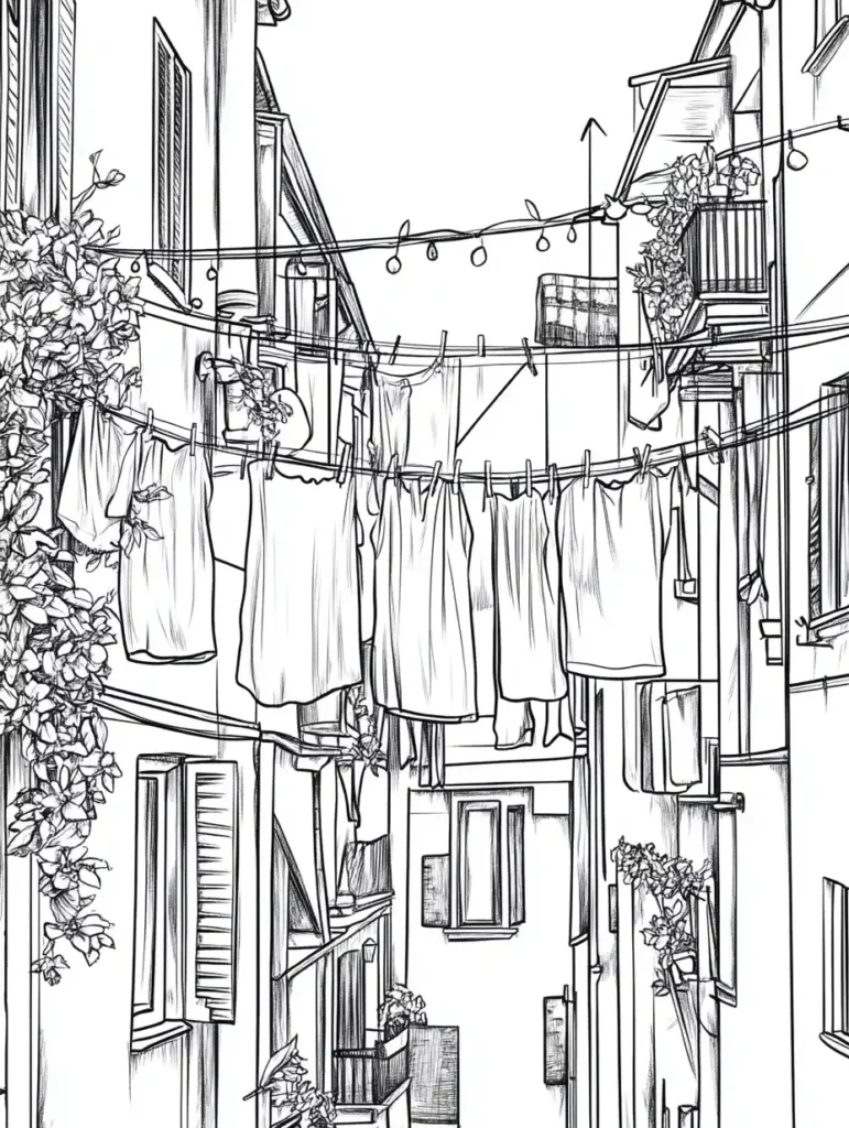 coloriages-pour-adultes-rue-etendage-italie