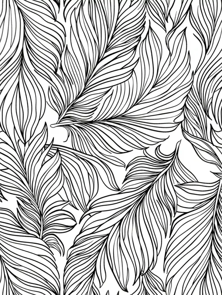 coloriage anti stress adulte de motifs complexes illustrés avec des feuilles stylisées et des lignes délicates.